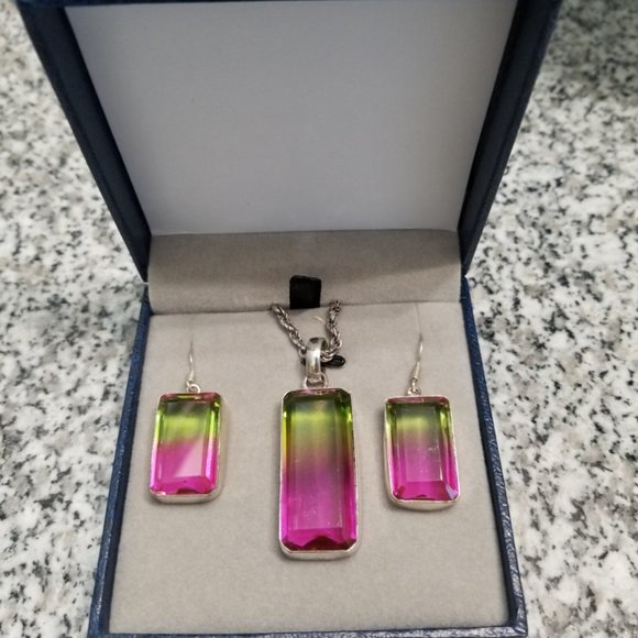 N/A Jewelry - Watermelon Tourmeline jewelry set